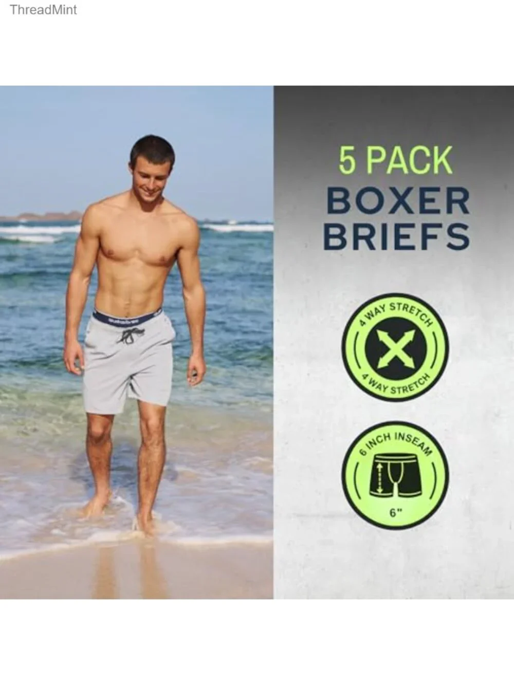 Mens Boxer Briefs 5 Pack Stretch Performance Moisture Wicking